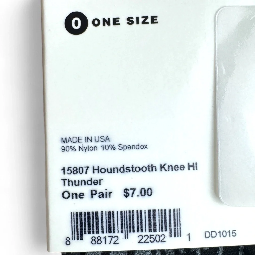 HUE Houndstooth Nylon Knee High Socks Womens One Size Fits Most Black Gray Steel